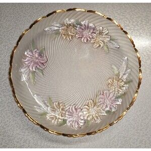 Vintage Flora Glass New Collection Hand Painting Hasegawa Glass Tray Plate